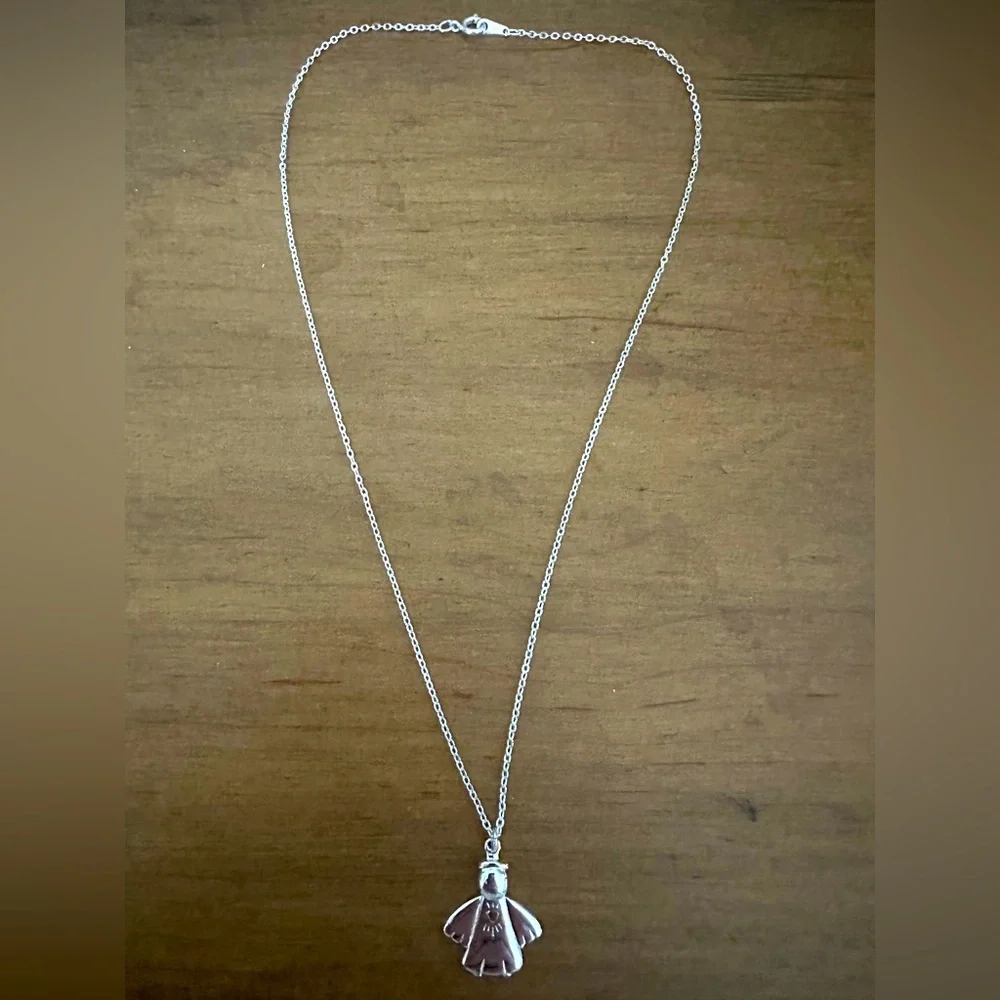 Designs Two Tone Silver Angel with Gold Heart Pendant Necklace
